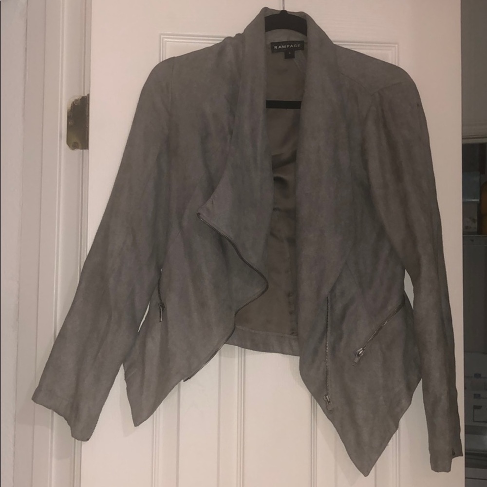 Rampage Grey Suede Motorcycle Jacket - S